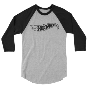 Hot Wheels Outline Logo 3/4 Sleeve Grey and Black Raglan Shirt